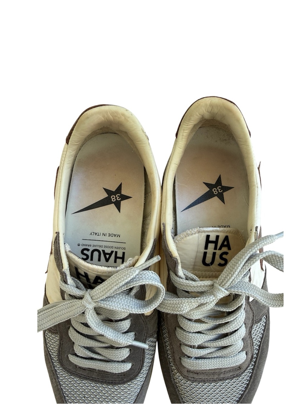 Golden Goose Haus - Women’s Taupe and Cream Runner Sneakers w Brown Star - Picture 5 of 7